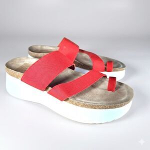 Munro Platform Slide Sandals 6.5 Slip On Sport Comfort Orthoped Casual Red Aries